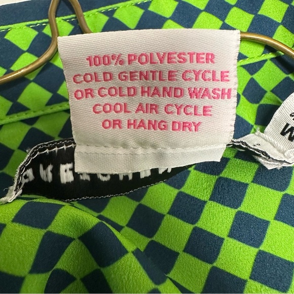 Gretchen Scott Designs Lime and Navy Patterned Blouse Sz M - Picture 8 of 10